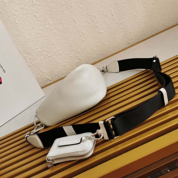 Prada Triangle Shoulder Bag In White Calfskin Prada Triangle Shoulder Bag In White Calfskin