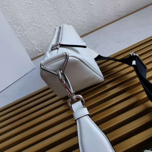 Prada Triangle Shoulder Bag In White Calfskin Prada Triangle Shoulder Bag In White Calfskin
