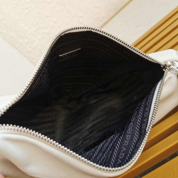 Prada Triangle Shoulder Bag In White Calfskin Prada Triangle Shoulder Bag In White Calfskin
