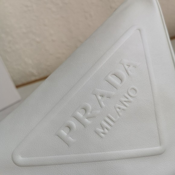 Prada Triangle Shoulder Bag In White Calfskin Prada Triangle Shoulder Bag In White Calfskin