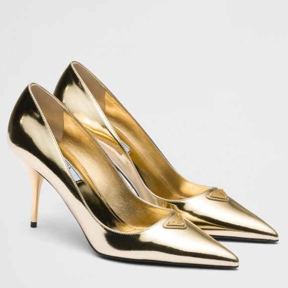 Prada Pumps 85mm In Gold Metallic Leather Prada Pumps 85mm In Gold Metallic Leather