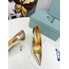 Prada Pumps 85mm In Gold Metallic Leather
