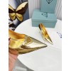 Prada Pumps 85mm In Gold Metallic Leather
