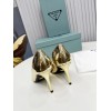 Prada Pumps 85mm In Gold Metallic Leather