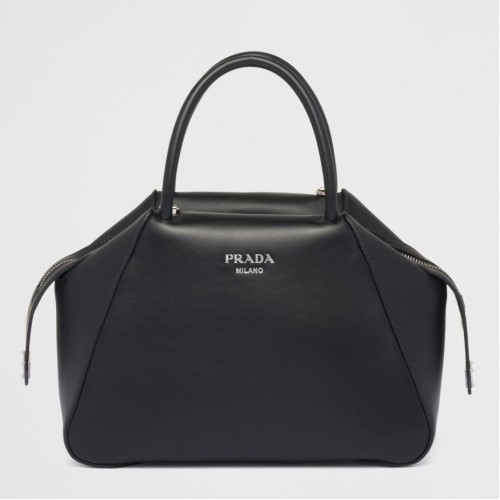 Prada Supernova Small Top Handle Bag In Black Leather