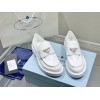 Prada Women's Loafers In White Brushed Leather