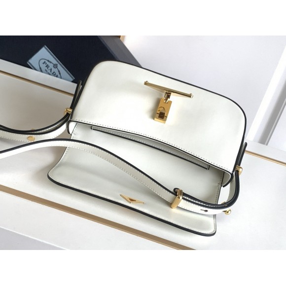Prada Shoulder Bag in White Smooth Calfskin Prada Shoulder Bag in White Smooth Calfskin