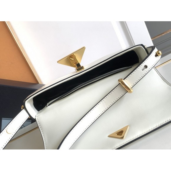 Prada Shoulder Bag in White Smooth Calfskin Prada Shoulder Bag in White Smooth Calfskin