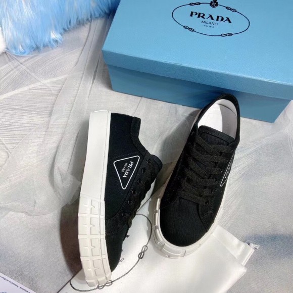 Prada Women's Low-top Sneakers In Black Gabardine Fabric Prada Women's Low-top Sneakers In Black Gabardine Fabric