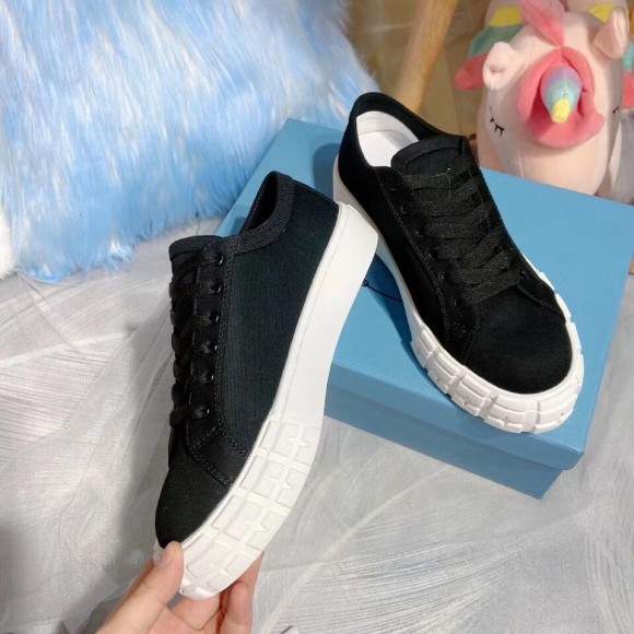 Prada Women's Low-top Sneakers In Black Gabardine Fabric Prada Women's Low-top Sneakers In Black Gabardine Fabric