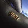 Prada Cahier Shoulder Bag In Blue/Black Leather