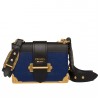 Prada Cahier Shoulder Bag In Blue/Black Leather