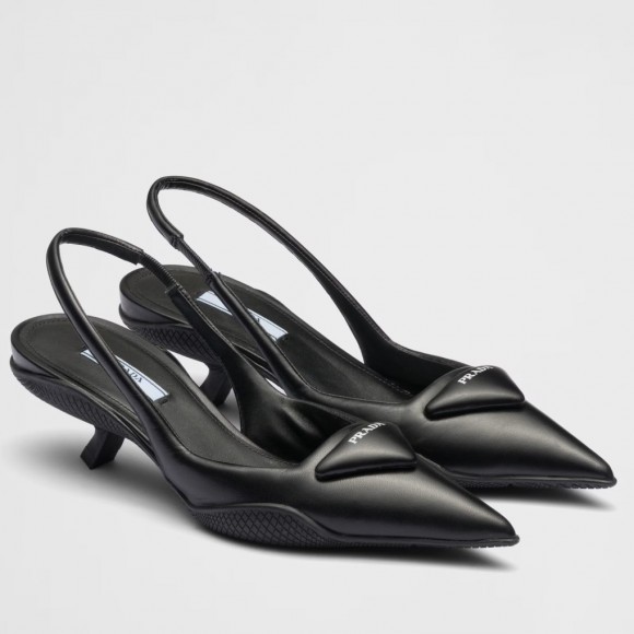 Prada Slingback Pumps in Black Padded Leather Prada Slingback Pumps in Black Padded Leather