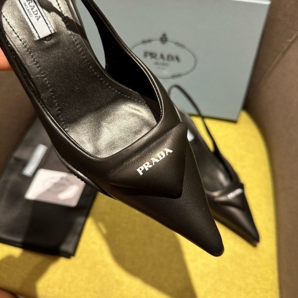 Prada Slingback Pumps in Black Padded Leather Prada Slingback Pumps in Black Padded Leather