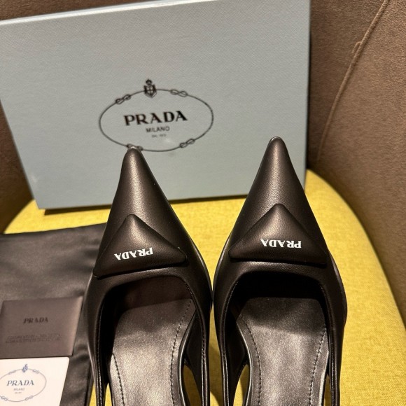 Prada Slingback Pumps in Black Padded Leather Prada Slingback Pumps in Black Padded Leather