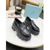 Prada Women's Monolith Loafers In Black Brushed Leather