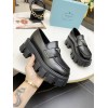 Prada Women's Monolith Loafers In Black Brushed Leather