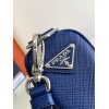 Prada Triangle Shoulder Bag In Blue Saffiano Leather