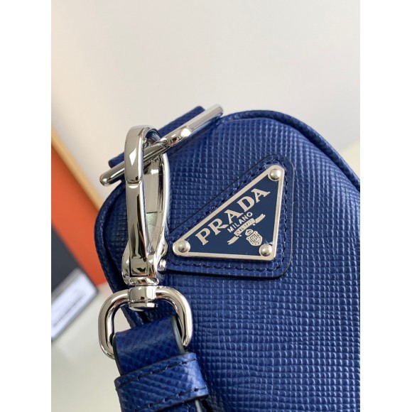 Prada Triangle Shoulder Bag In Blue Saffiano Leather Prada Triangle Shoulder Bag In Blue Saffiano Leather