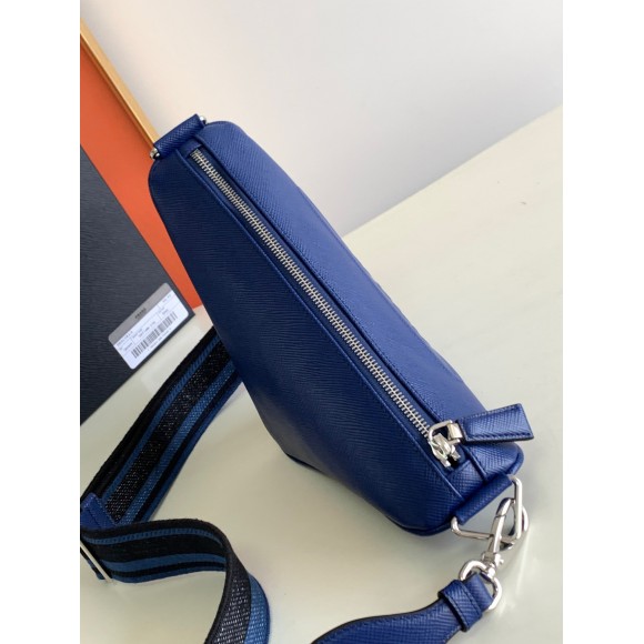 Prada Triangle Shoulder Bag In Blue Saffiano Leather Prada Triangle Shoulder Bag In Blue Saffiano Leather