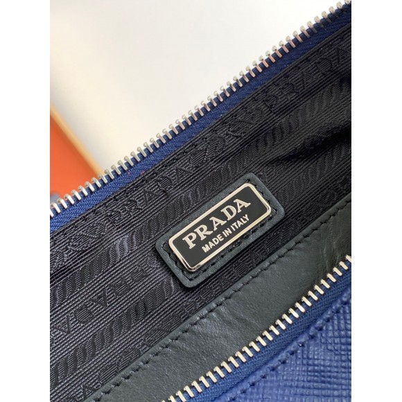 Prada Triangle Shoulder Bag In Blue Saffiano Leather Prada Triangle Shoulder Bag In Blue Saffiano Leather