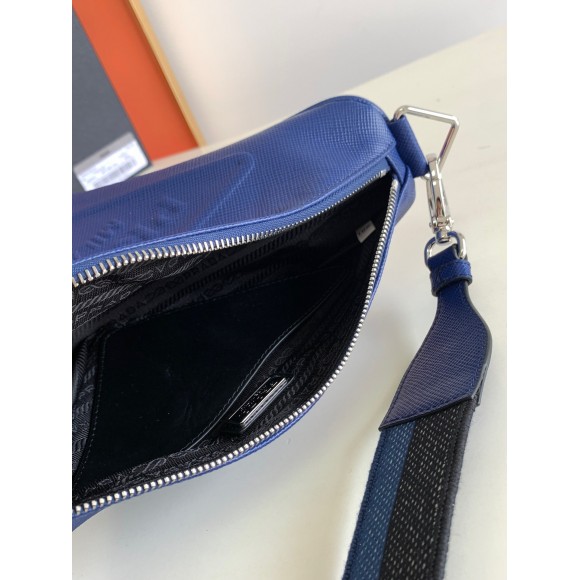Prada Triangle Shoulder Bag In Blue Saffiano Leather Prada Triangle Shoulder Bag In Blue Saffiano Leather
