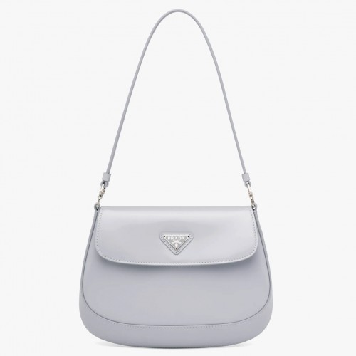 Prada Cleo Flap Bag In Blue Brushed Leather