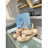 Prada Flatform Sandals In Beige Quilted Nappa Leather
