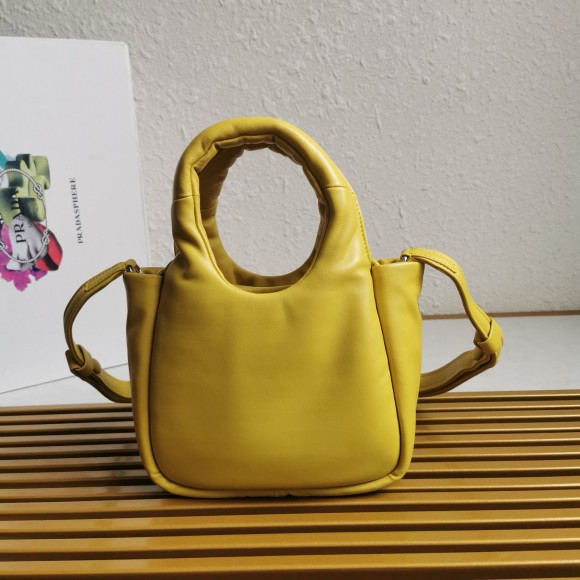 Pra*a small top-handle bag in yellow nappa leather