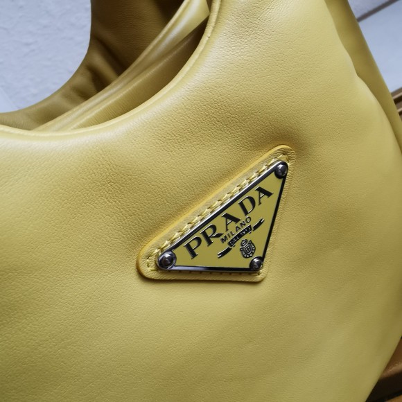 Pra*a small top-handle bag in yellow nappa leather