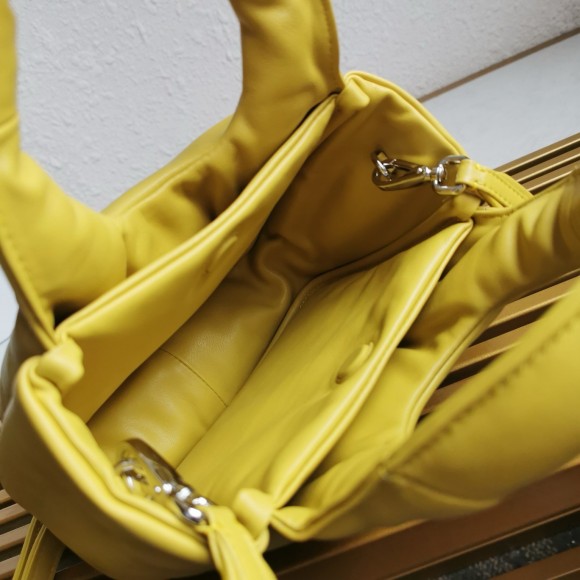 Pra*a small top-handle bag in yellow nappa leather