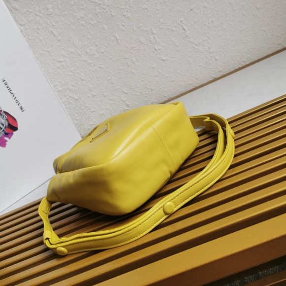 Pra*a small top-handle bag in yellow nappa leather