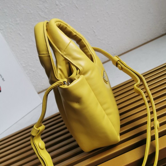 Pra*a small top-handle bag in yellow nappa leather