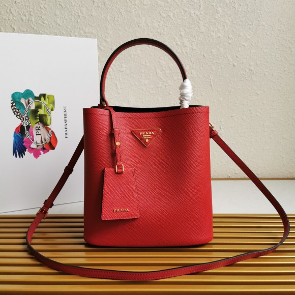 Prada Medium Panier Bag In Red Saffiano Leather Prada Medium Panier Bag In Red Saffiano Leather