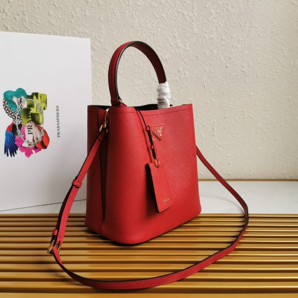 Prada Medium Panier Bag In Red Saffiano Leather Prada Medium Panier Bag In Red Saffiano Leather