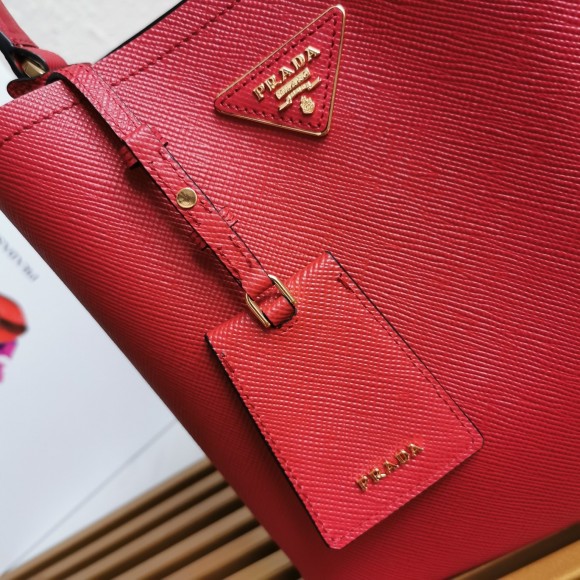 Prada Medium Panier Bag In Red Saffiano Leather Prada Medium Panier Bag In Red Saffiano Leather