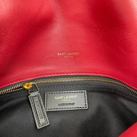 Saint Laurent Puffer Small Chain Bag In Red Lambskin