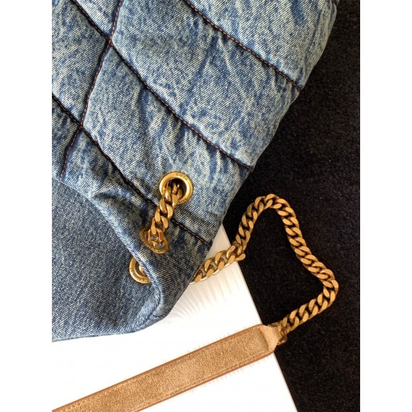 Saint Laurent Puffer Medium Chain Bag In Vintage Denim