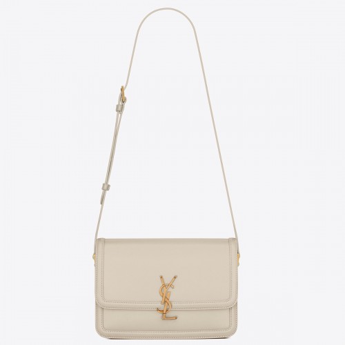 Saint Laurent Medium Solferino Bag In White Calfskin