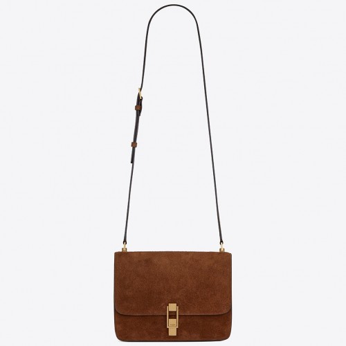 Saint Laurent Le Carre Satchel Bag In Brown Suede Calfskin