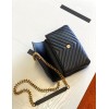 Saint Laurent College Medium Chain Bag In Noir Goatskin
