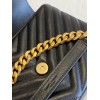Saint Laurent College Medium Chain Bag In Noir Goatskin