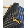 Saint Laurent College Medium Chain Bag In Noir Goatskin