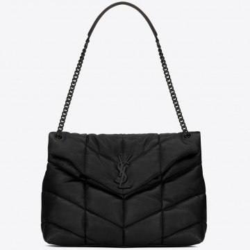 Saint Laurent Puffer Medium Chain All Black Bag In Lambskin Saint Laurent Puffer Medium Chain All Black Bag In Lambskin
