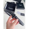 Saint Laurent Cassandre Square Buckle Belt 20MM In All Black Leather