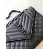 Saint Laurent Envelope Meidum Black Bag with Black Hardware