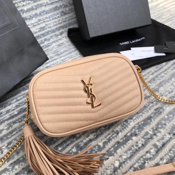 Saint Laurent Lou Mini Bag In Beige Calfskin