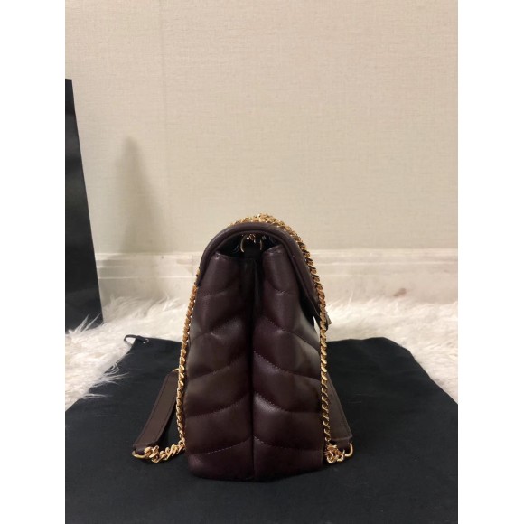 Saint Laurent LouLou Small Chain Bag In Burgundy Quilted Calfskin