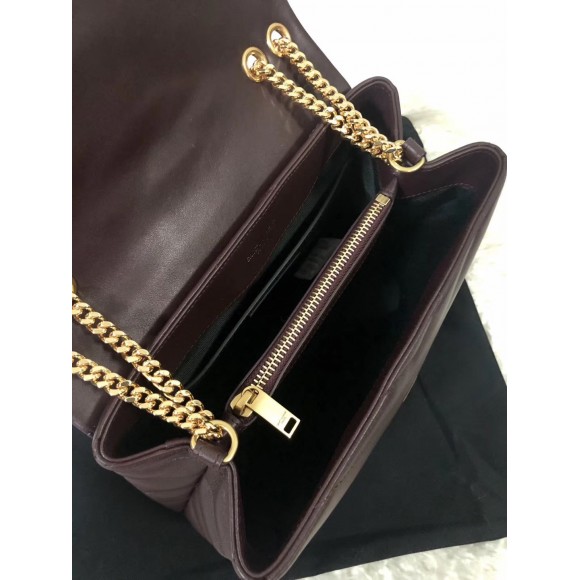 Saint Laurent LouLou Small Chain Bag In Burgundy Quilted Calfskin