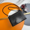 Saint Laurent Sunset Medium All Black Chain Bag In Crocodile-embossed Leather